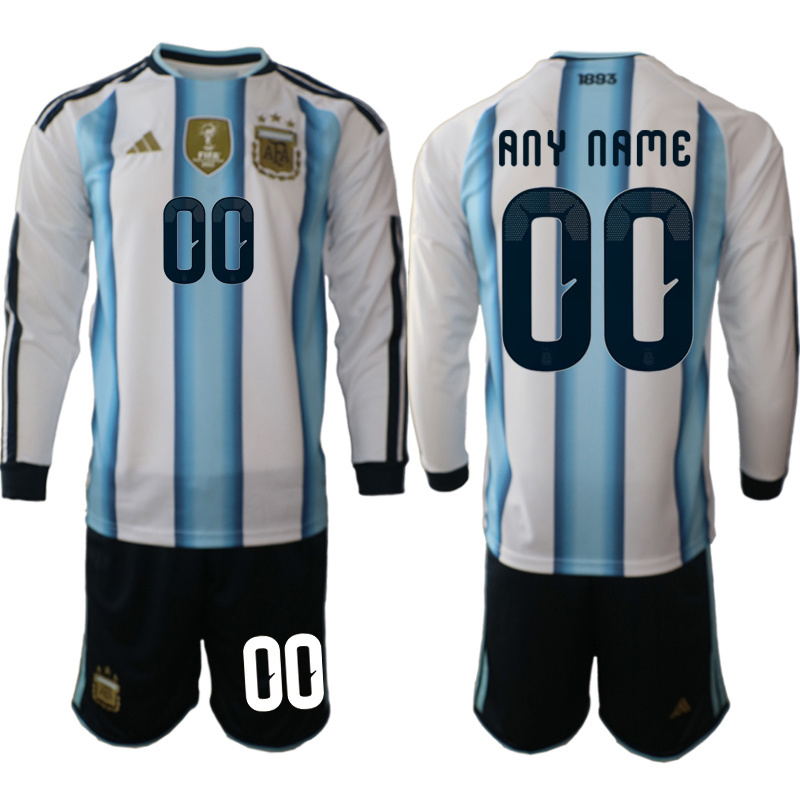 Men Argentina Long sleeve home style 2026 World Cup Soccer jersey->brazil jersey->Soccer Country Jersey